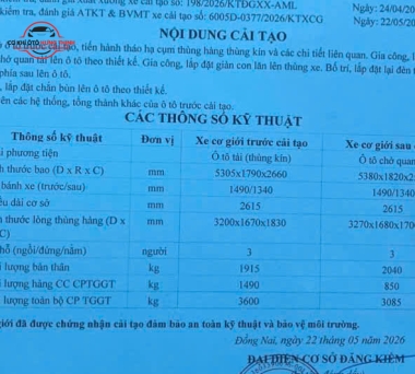 Nghiệm thu và đăng kiểm ra đăng kiểm xe ôtô chở quan tài  và giấy cải tạo