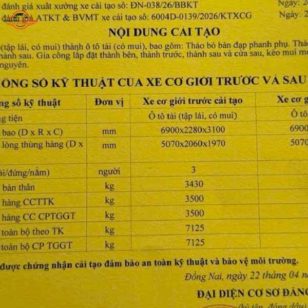 Nghiệm thu và đăng kiểm ra đăng kiểm mới và giấy cải tạo